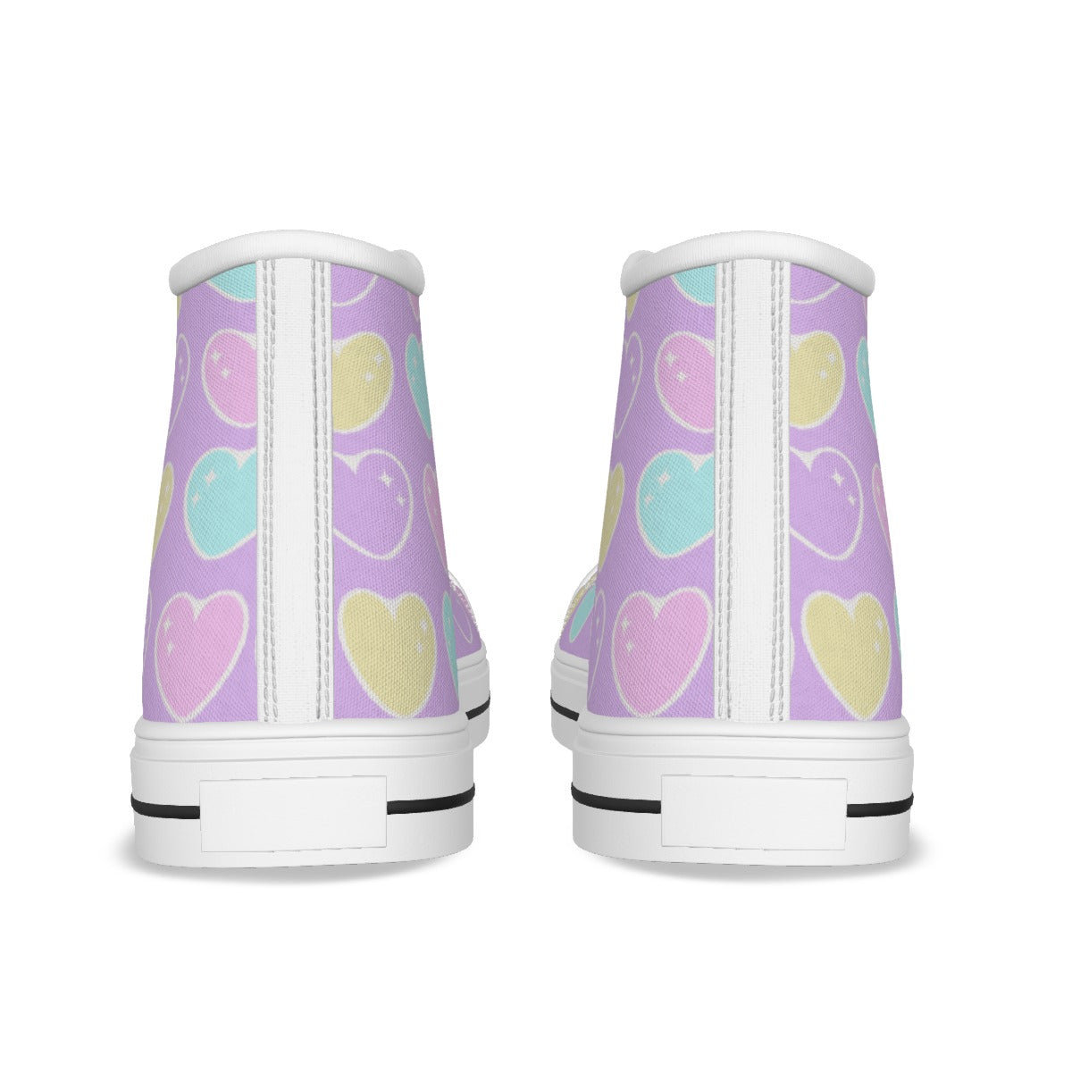 Sweet Love Hearts Women's High Top Cutie Canvas Shoes (Purple)