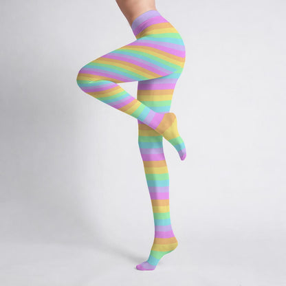 Fruity Rainbow Stretchy Tights (Color Block)
