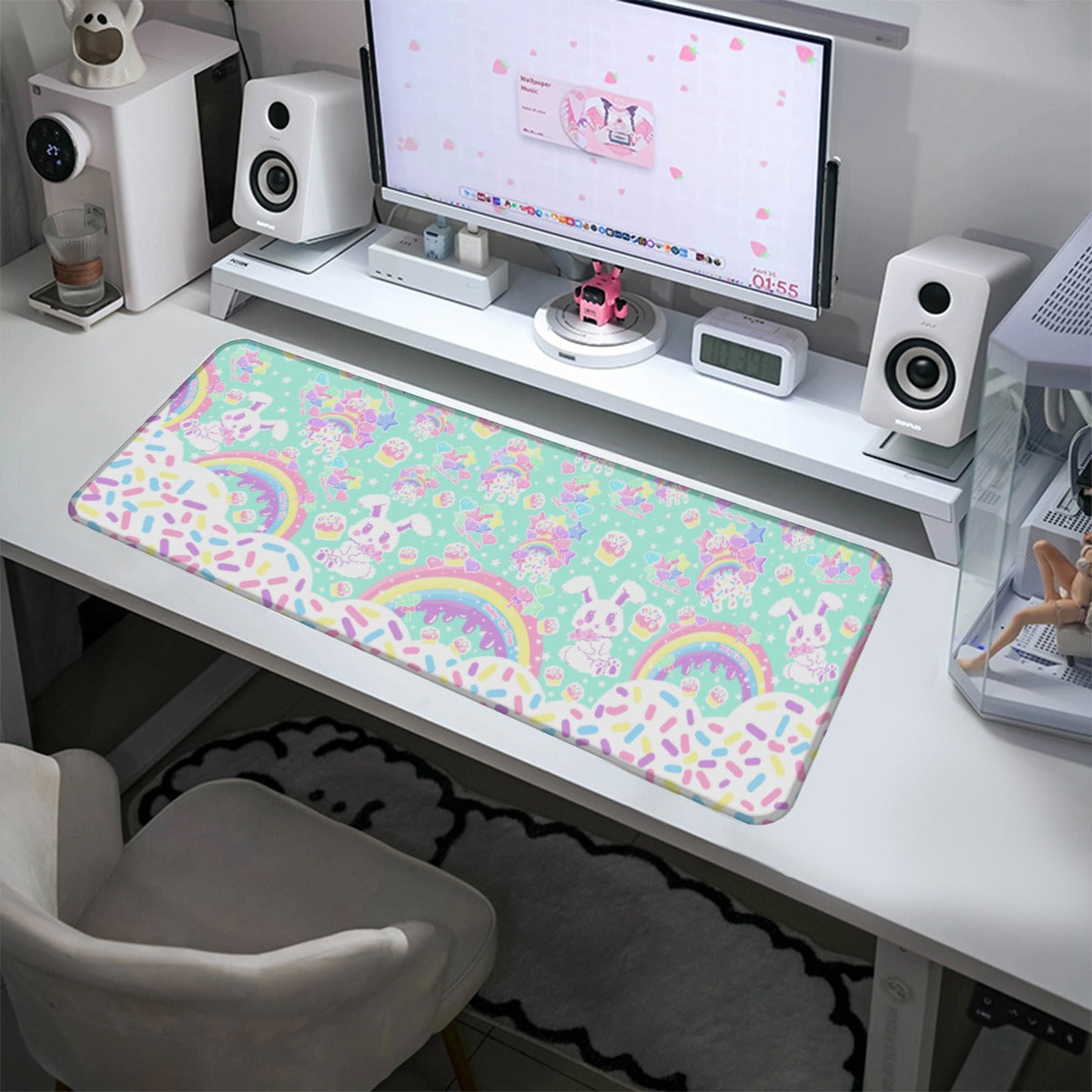 kawaii gamming mouse pad rainbows candy sweets cupcake bunny desk mat cute cutecore
