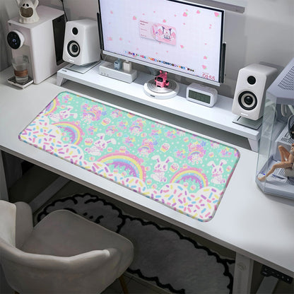 kawaii gamming mouse pad rainbows candy sweets cupcake bunny desk mat cute cutecore