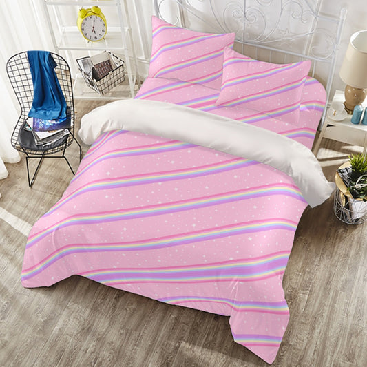 Kawaii Sparkle Cake Rainbow Beam Four Piece Duvet Cover & Bedding Set