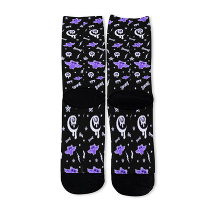 Milky Bat Night Unisex Crew Socks (Black)