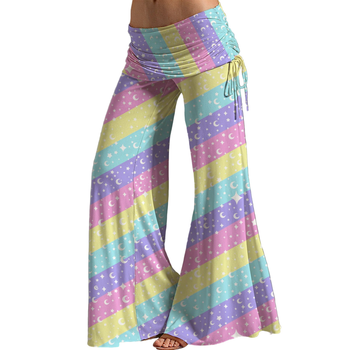 Cosmic Rainbow Women's High Waist Wide Leg Boho Palazzo Pants