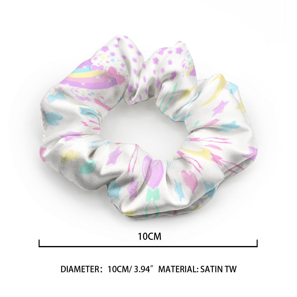 Pastel Party Satin Scrunchie (White)