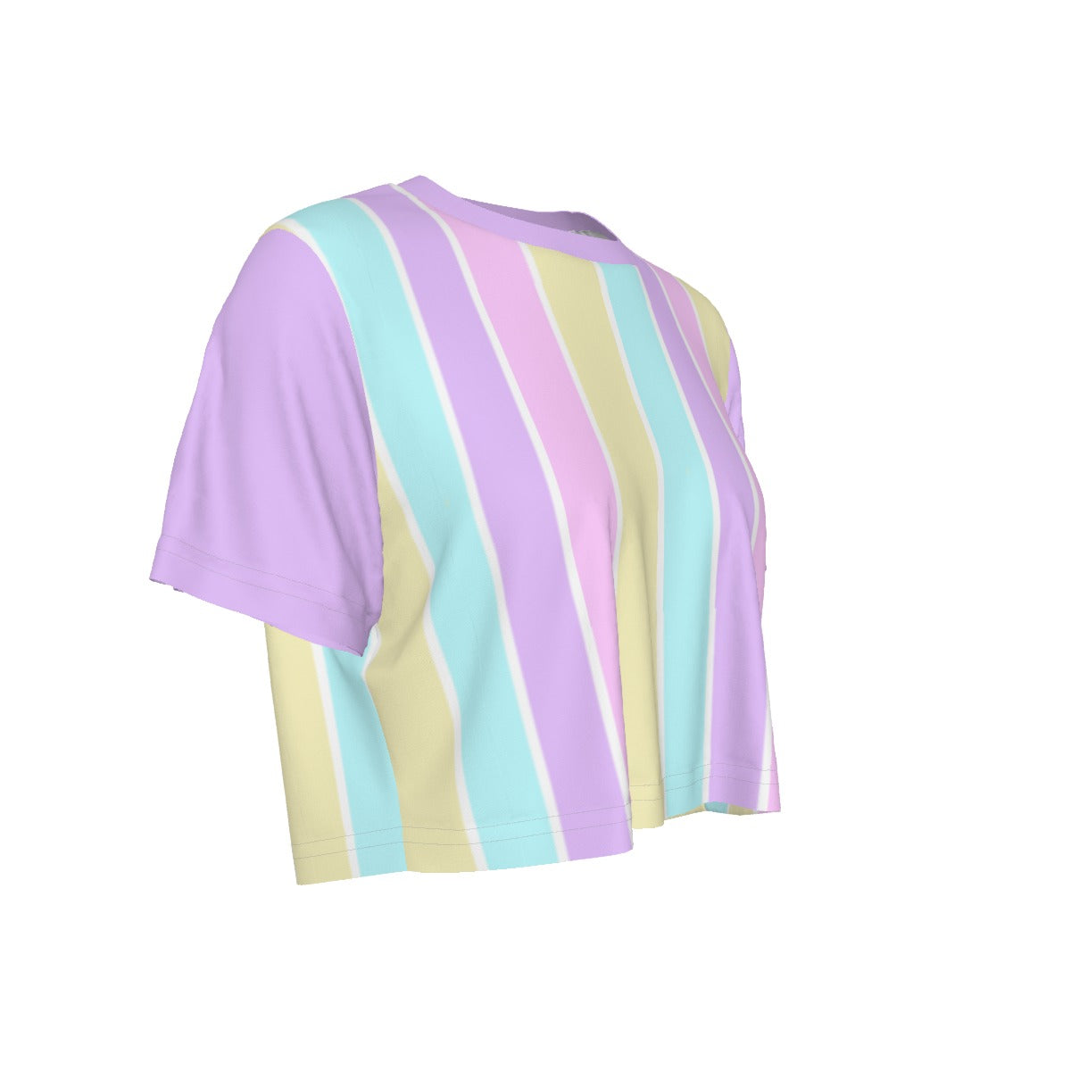 Pastel Stripes Purple Crop Top T-Shirt