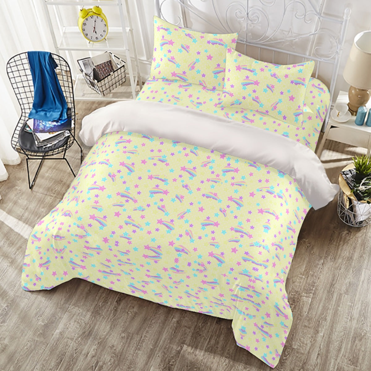 Starry Party Yellow Four Piece Duvet Cover & Bedding Set