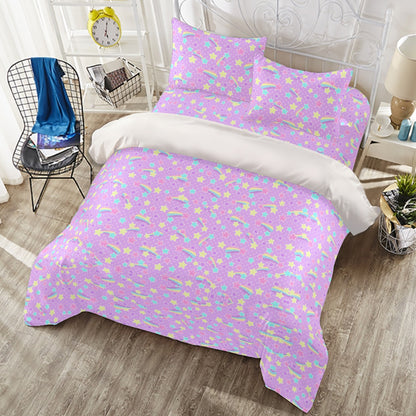 Starry Party Purple Four Piece Duvet Cover & Bedding Set