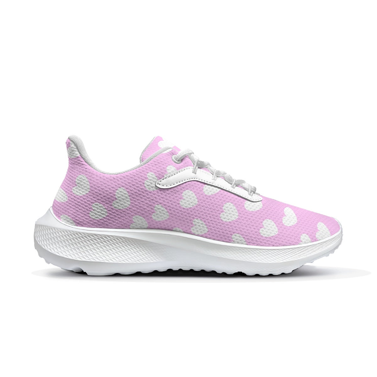 Sweet Love Hearts Women's Road Running Shoes (White x Pink)