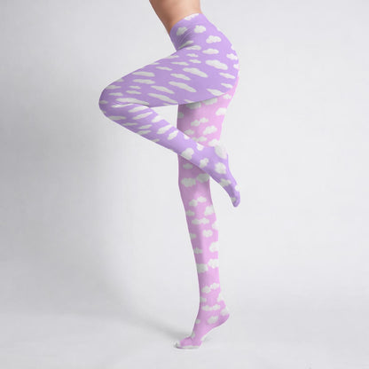 Dreamy Clouds Stretchy Tights (Taffy Pink x Lilac)