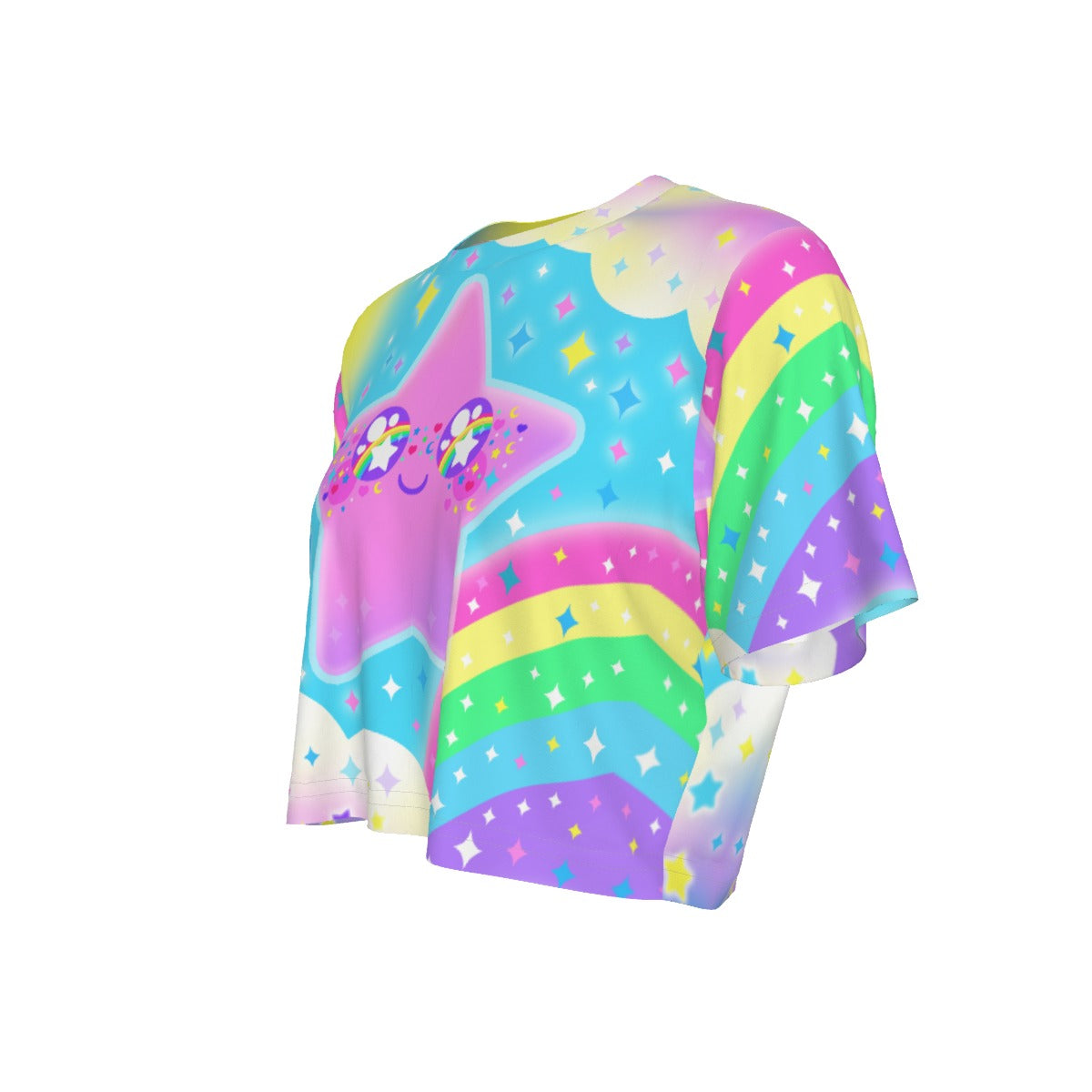 Rainbow Decora Star Crop Top T-Shirt