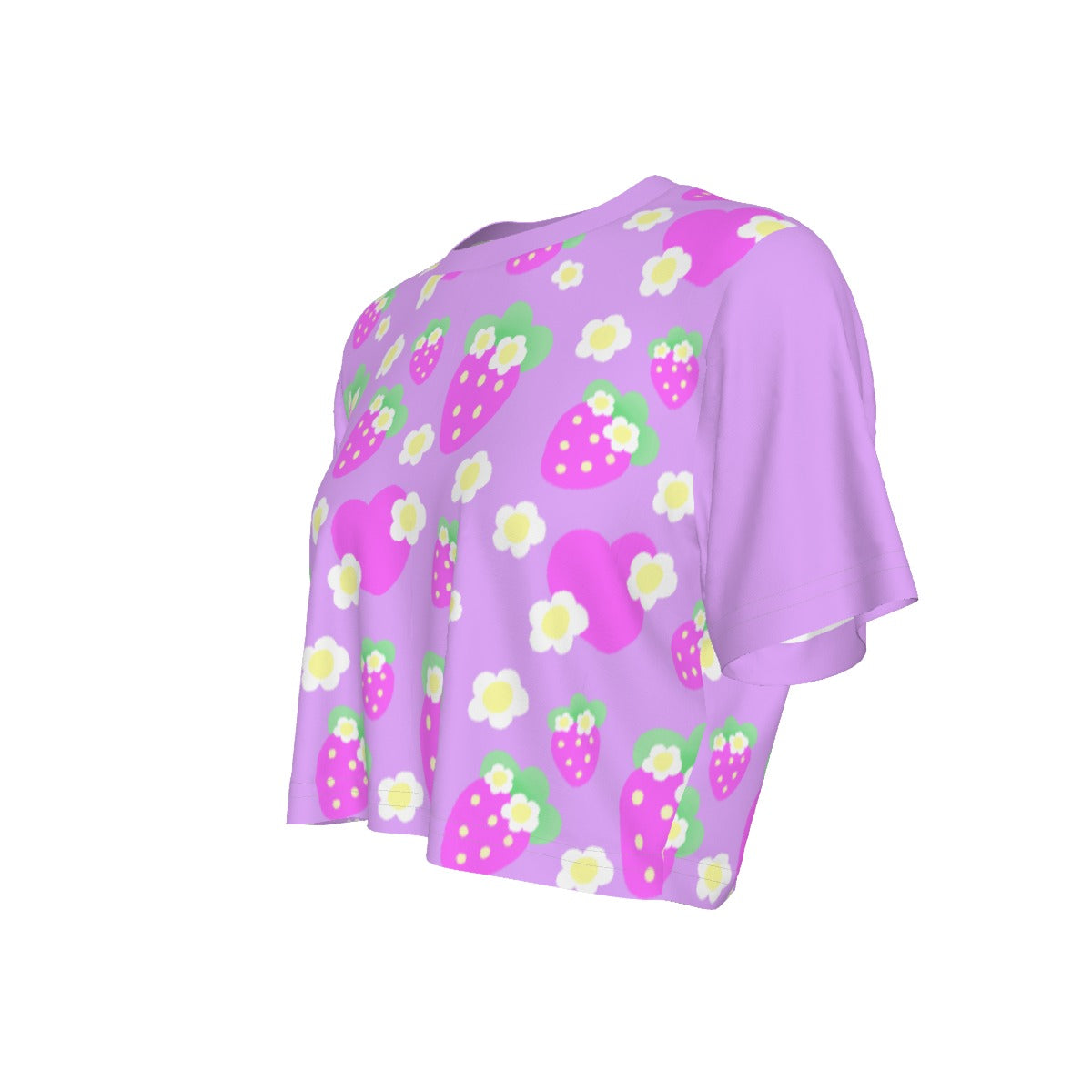 Strawberry Cutie Crop Top T-Shirt (Fruity Berry Purple)