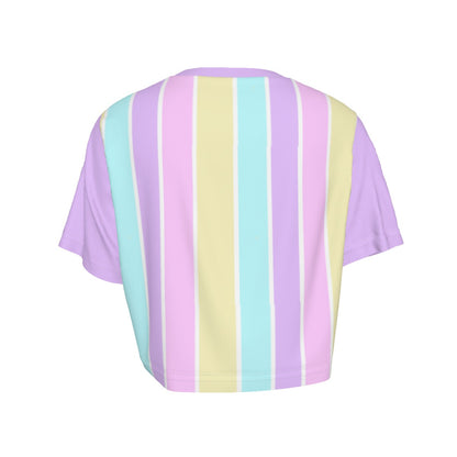 Pastel Stripes Purple Crop Top T-Shirt