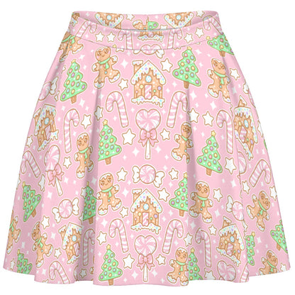 Kawaii Christmas Skater Skirt (Strawberry Cream)