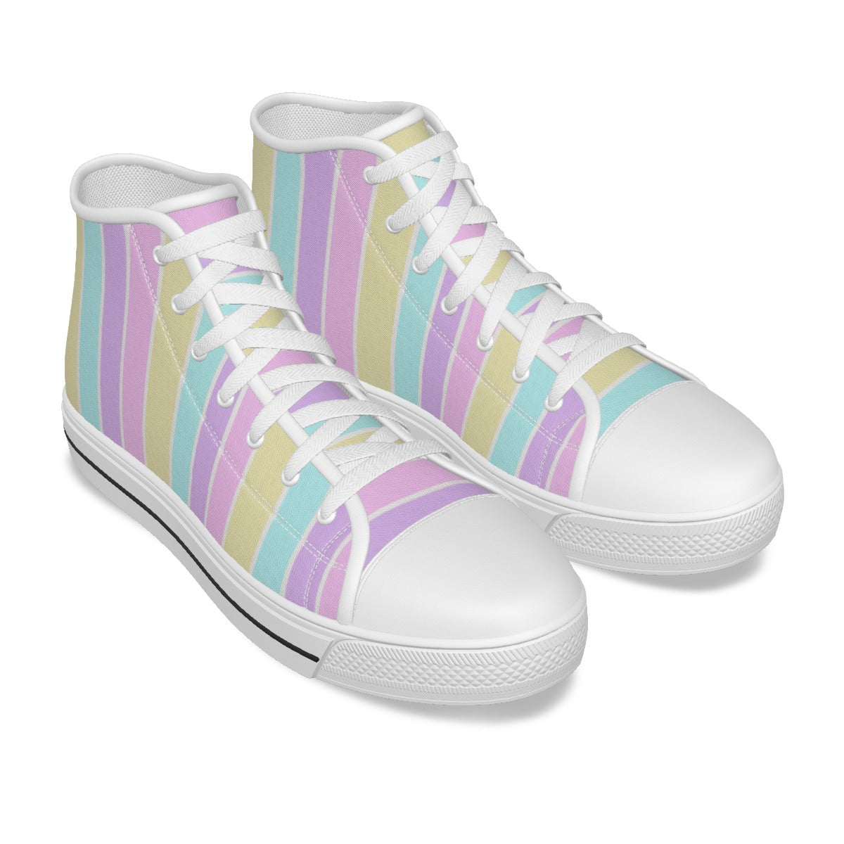 Pastel Stripes Women's High Top Cutie Canvas Shoes