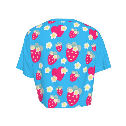 Strawberry Cutie Crop Top T-Shirt (Soda Pop Fruity Berry Blue)
