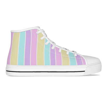 Pastel Stripes Women's High Top Cutie Canvas Shoes