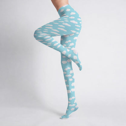 Dreamy Clouds Stretchy Tights (Sky Blue)