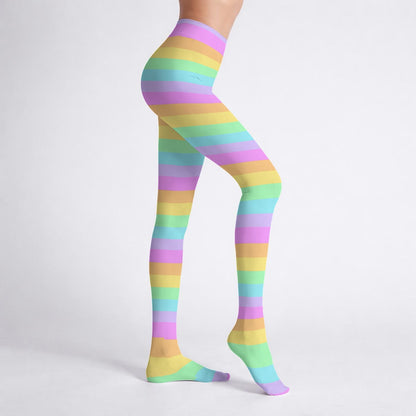 Fruity Rainbow Stretchy Tights (Color Block)