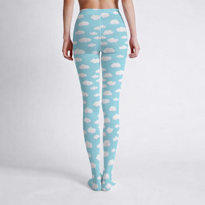 Dreamy Clouds Stretchy Tights (Sky Blue)