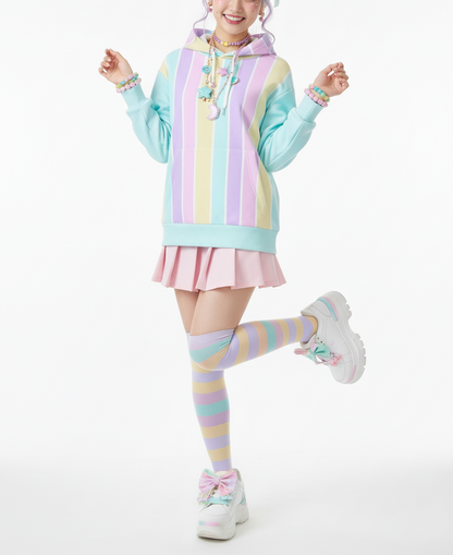 Fairy kei Yumekawaii Kawaii fashion pastel rainbow stripes harajuku jfashion hoodie