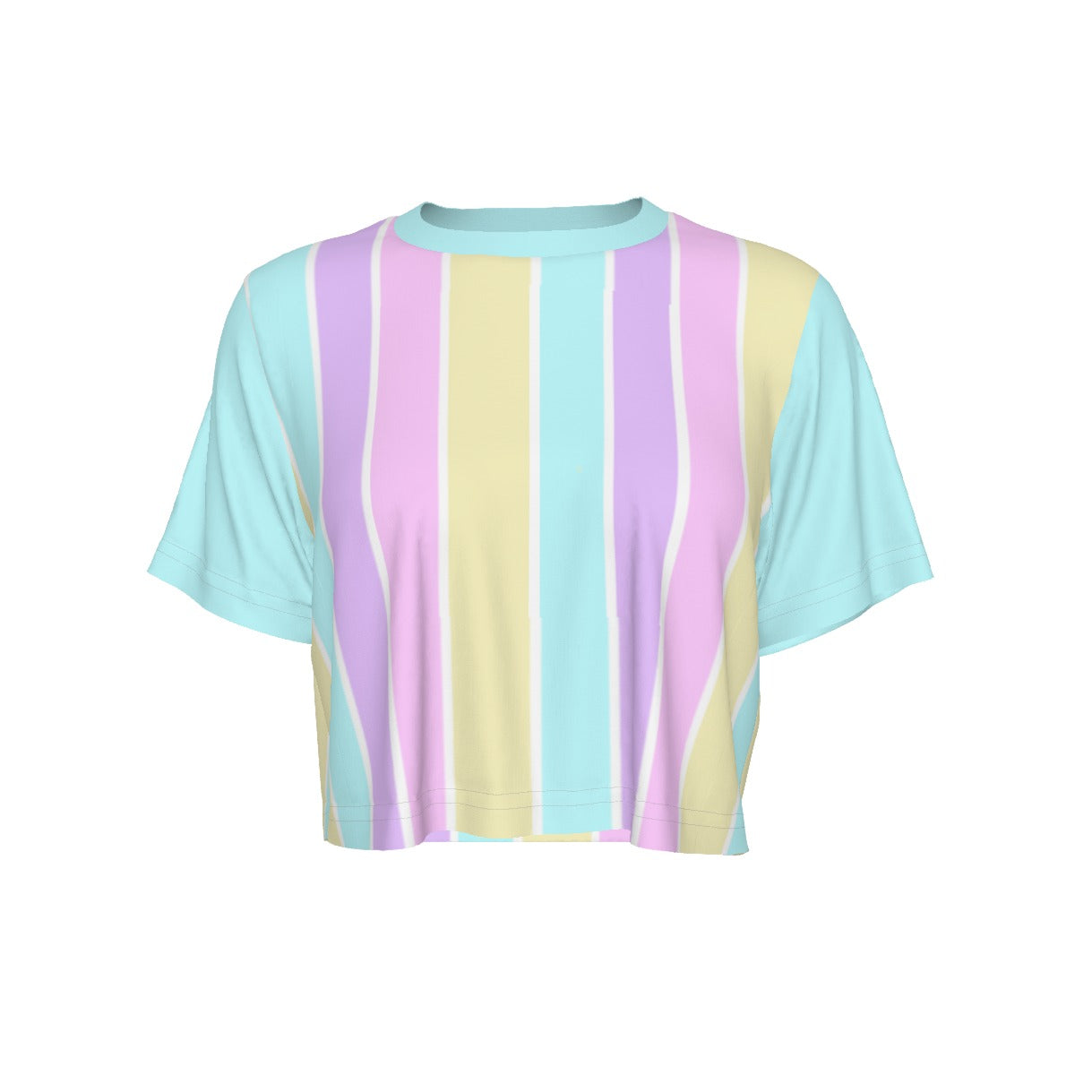 Pastel Stripes Blue Crop Top T-Shirt