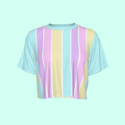 Pastel Stripes Blue Crop Top T-Shirt