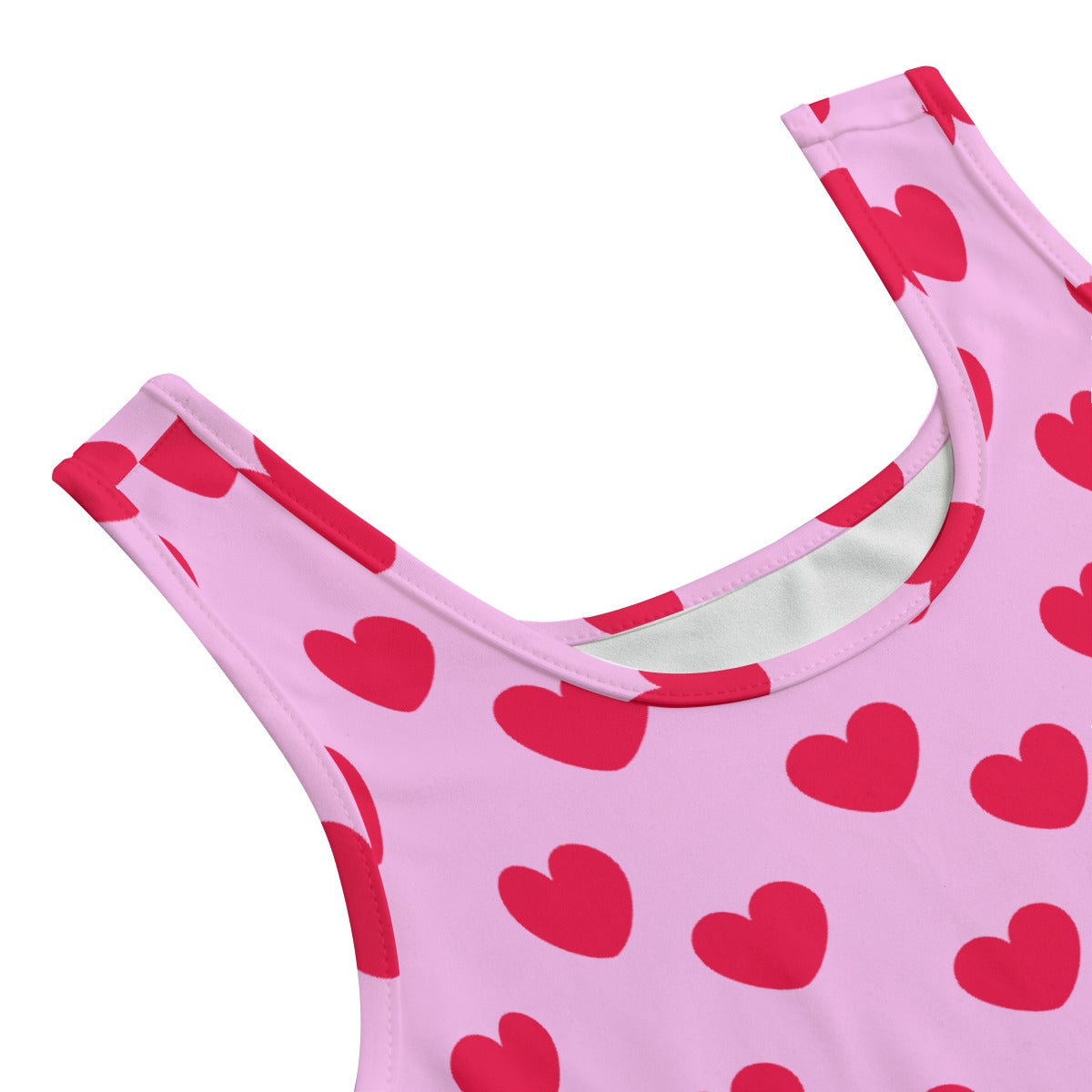 Sweet Love Hearts Women's Crop Top & Yoga Shorts Set (Red x Pink)