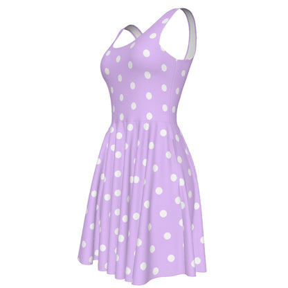 Cute Polka Dots Skater Dress With Pockets (Fairy Kei Pastel Purple)