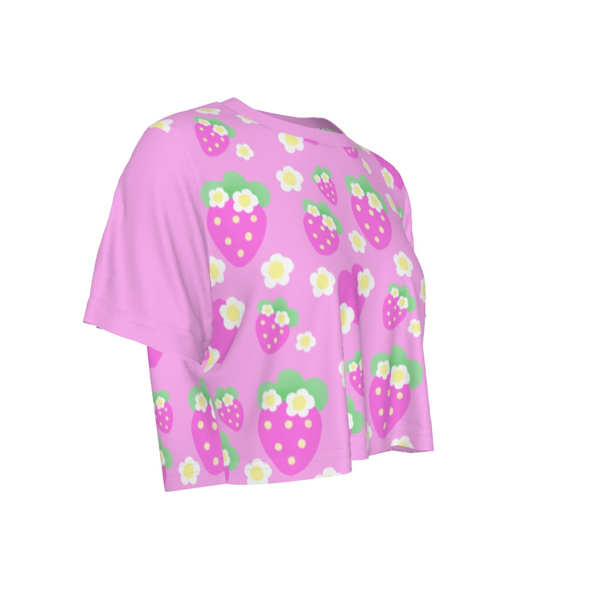 Strawberry Cutie Crop Top T-Shirt (Fruity Berry Pink)