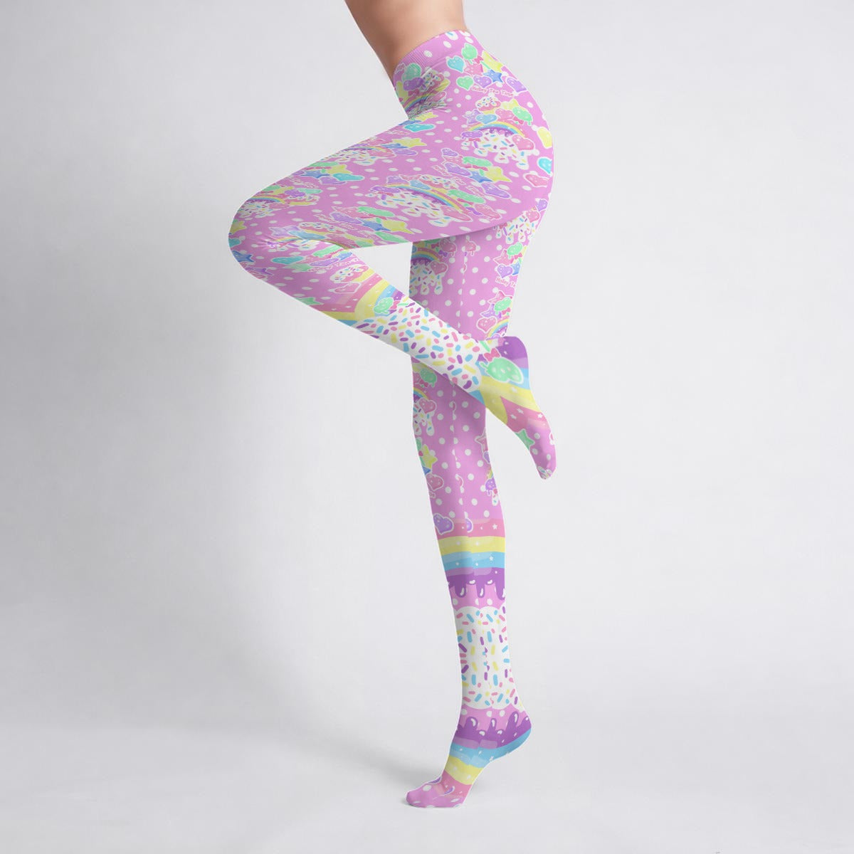 Rainbow Sweets Stretchy Tights (Cute Polka Dots Pink)