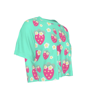 Strawberry Cutie Crop Top T-Shirt (Fruity Berry Mint)