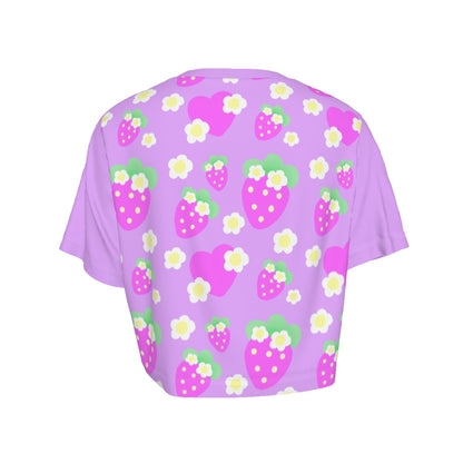 Strawberry Cutie Crop Top T-Shirt (Fruity Berry Purple)