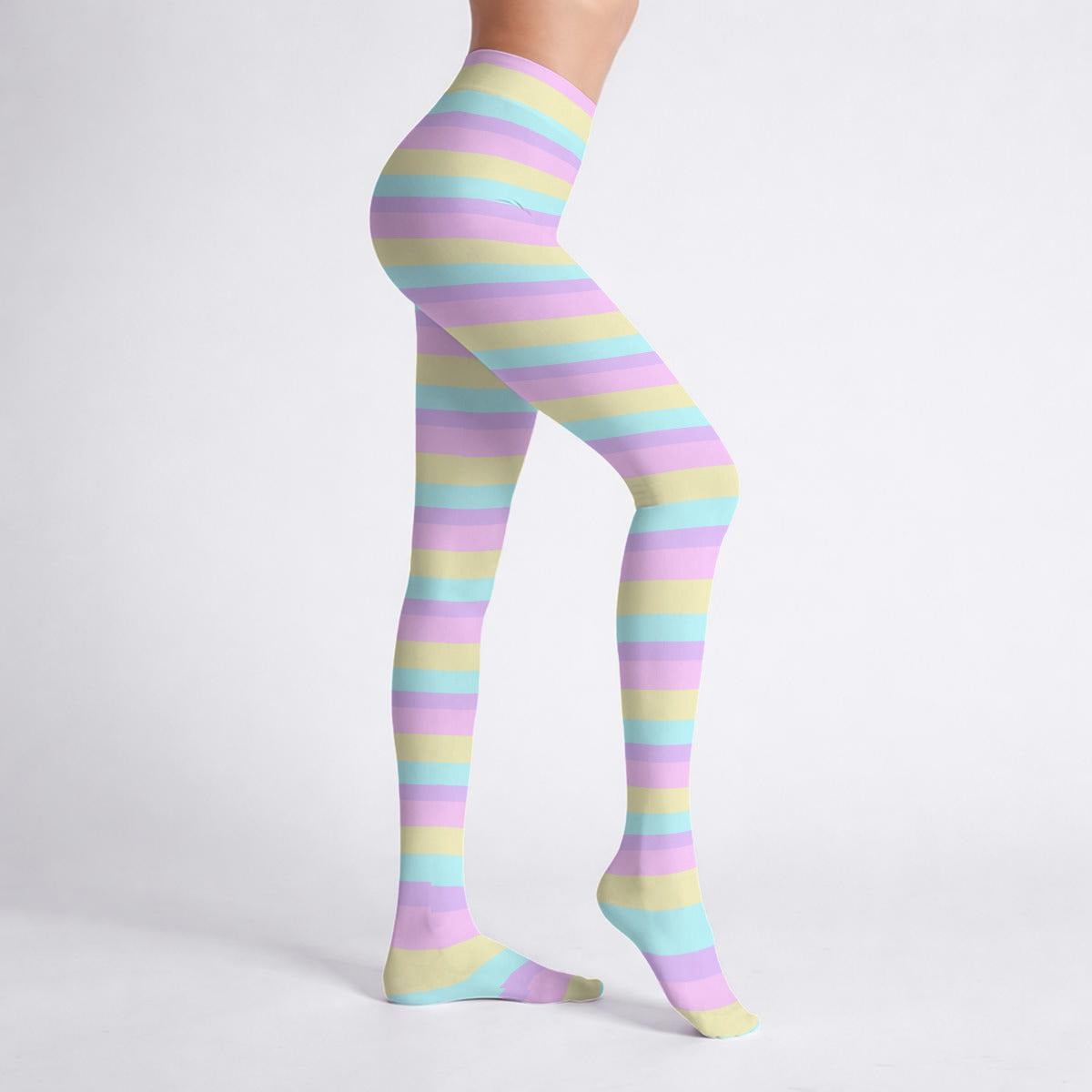 Pastel Stripes Stretchy Tights (Color Block)