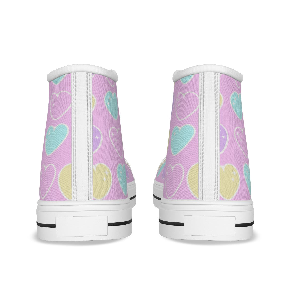 Sweet Love Hearts Women's High Top Cutie Canvas Shoes (Pink)