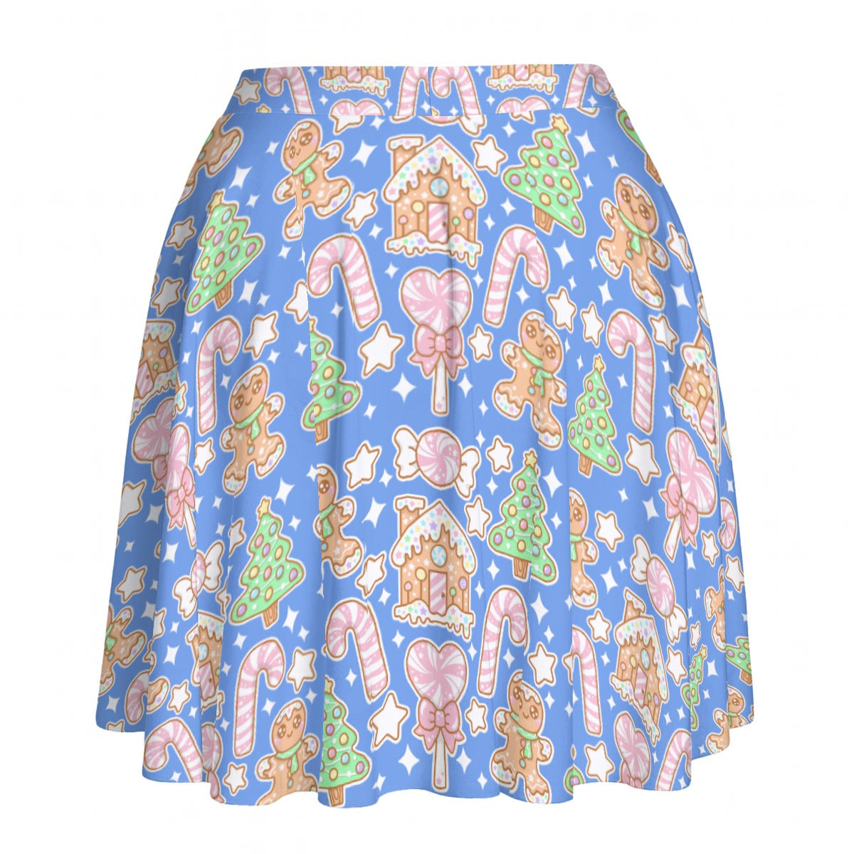 Kawaii Christmas Skater Skirt (Blueberry Candy)