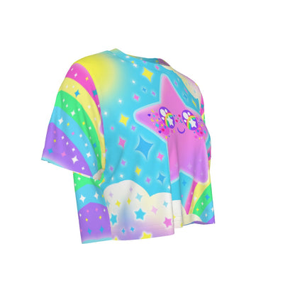 Rainbow Decora Star Crop Top T-Shirt