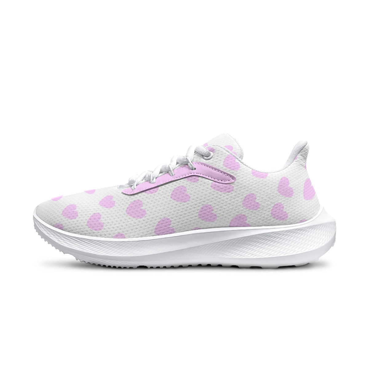 Sweet Love Hearts Women's Road Running Shoes (Pink x White)