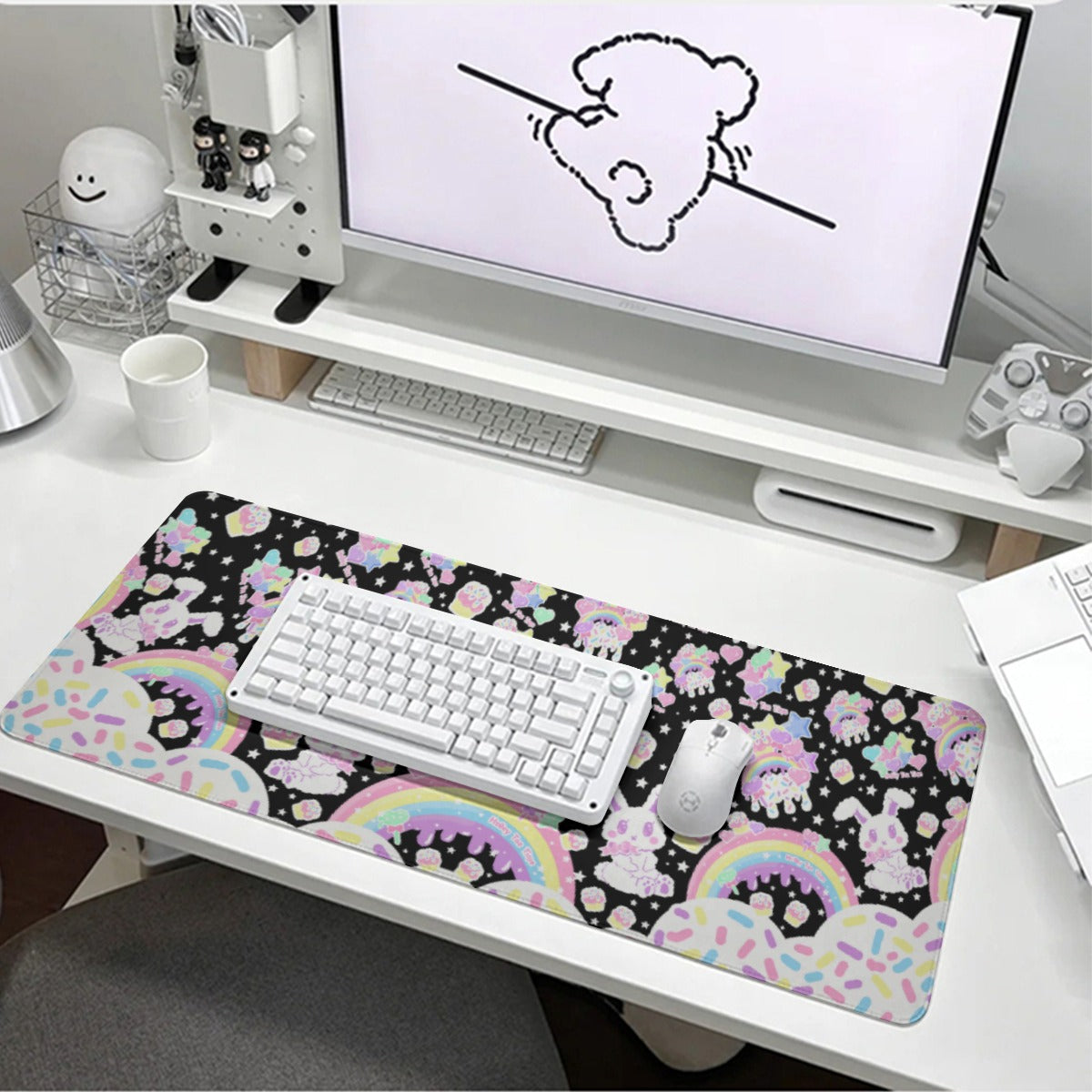 kawaii gamming mouse pad rainbows candy sweets cupcake bunny desk mat cute cutecore