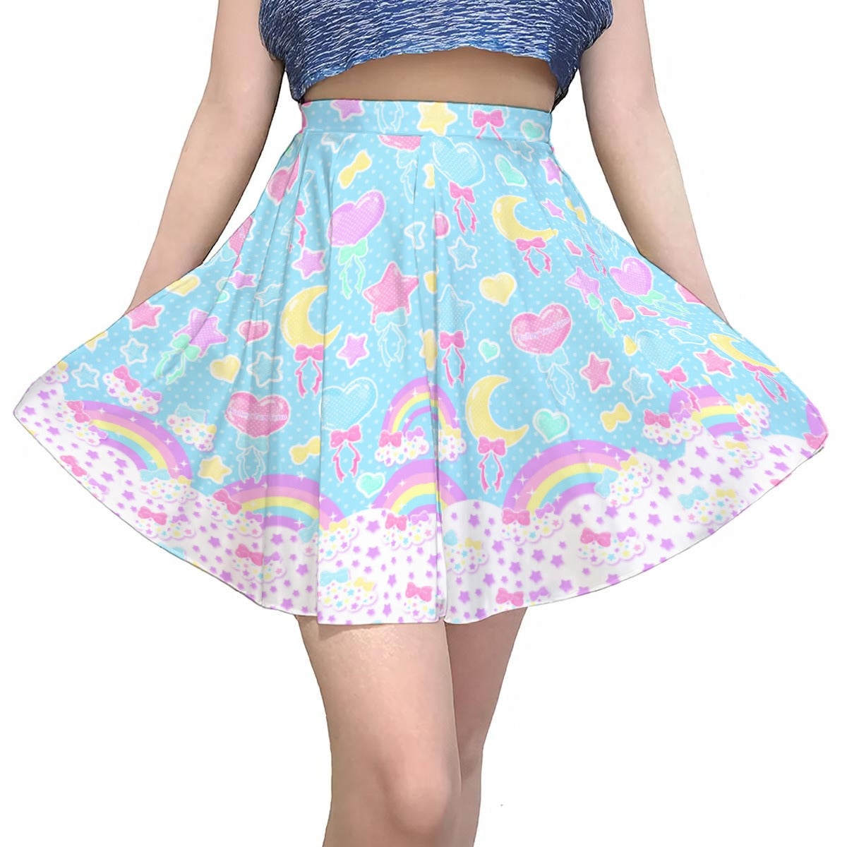 Pastel Party Blue Skater Skirt