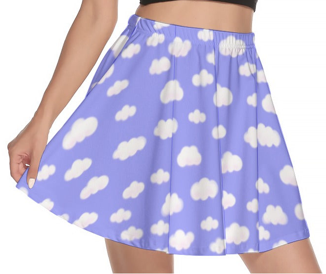 Dreamy Clouds Mini Skater Skirt (Periwinkle)