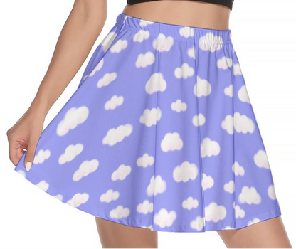 Dreamy Clouds Mini Skater Skirt (Periwinkle)