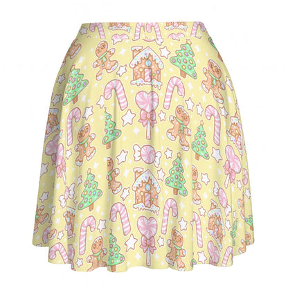 Kawaii Christmas Skater Skirt (Vanilla Cream)