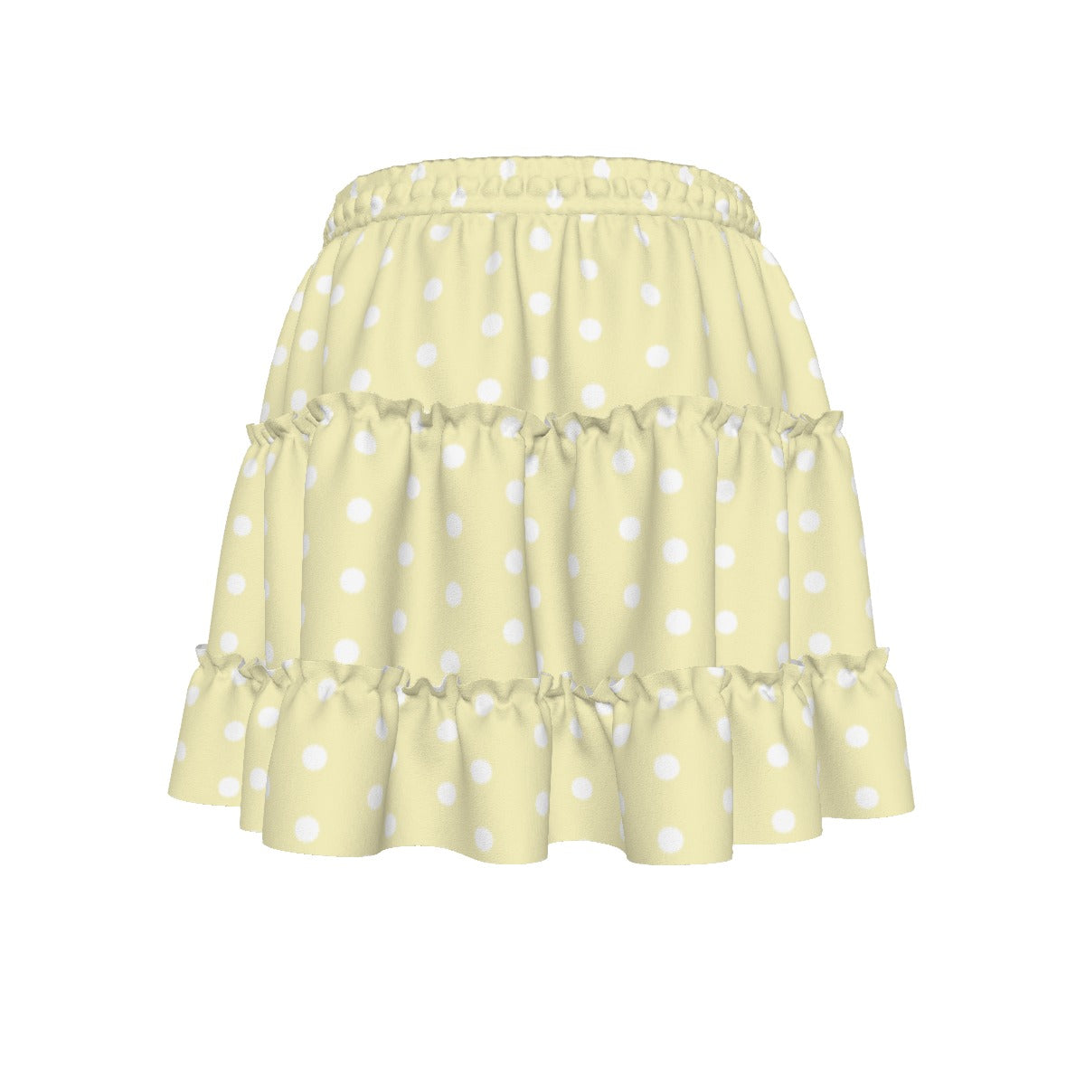 Cutie Polka Dots Yellow Waist Tie Tiered Ruffle Mini Skirt