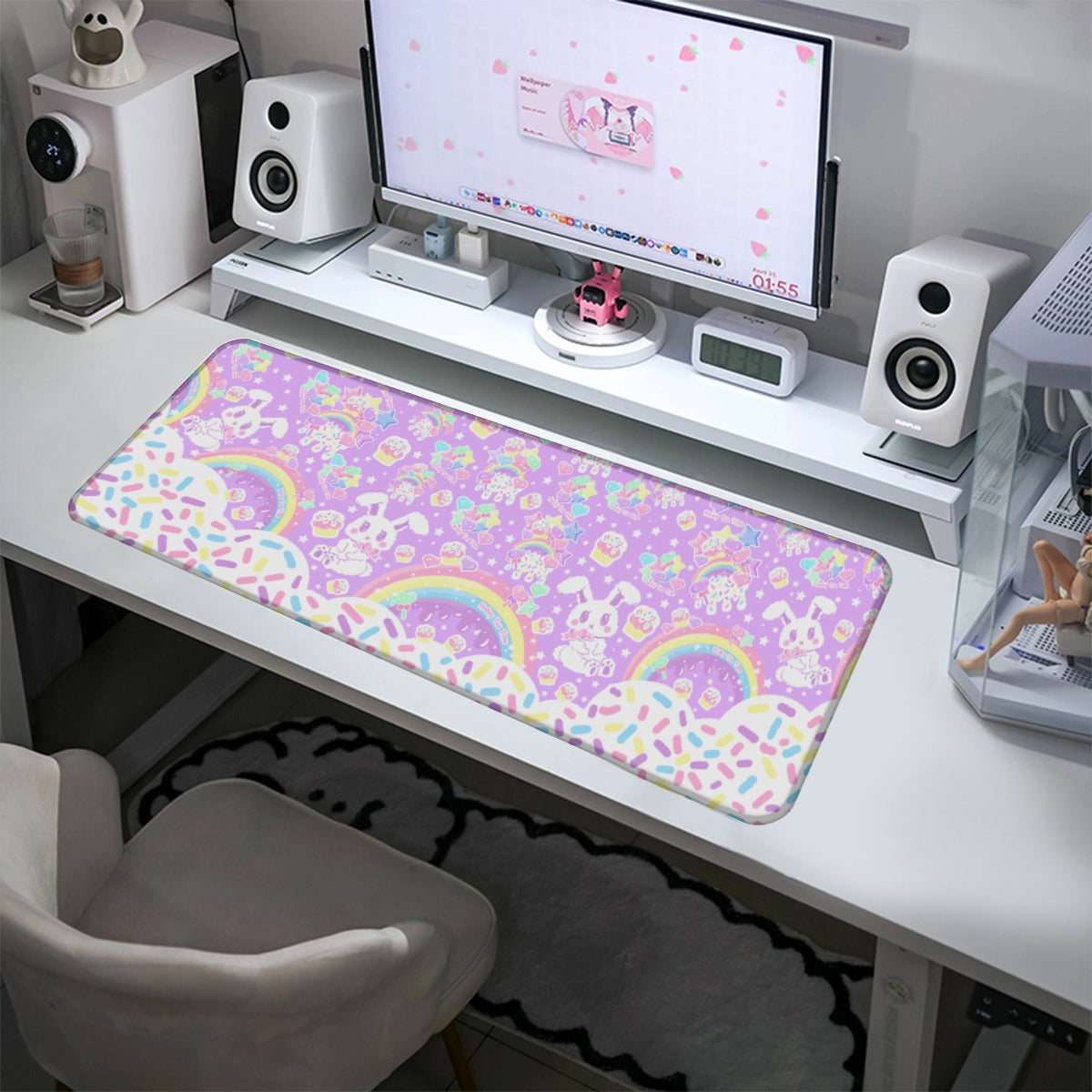 kawaii gamming mouse pad rainbows candy sweets cupcake bunny desk mat cute cutecore