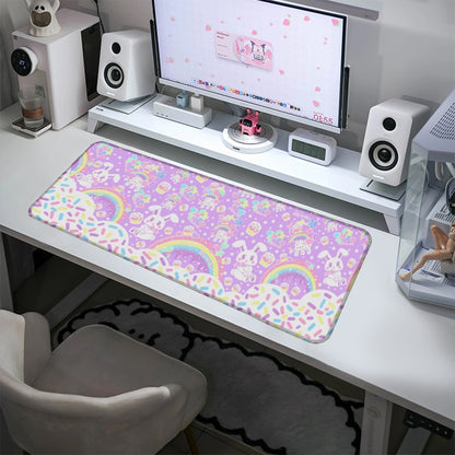 kawaii gamming mouse pad rainbows candy sweets cupcake bunny desk mat cute cutecore