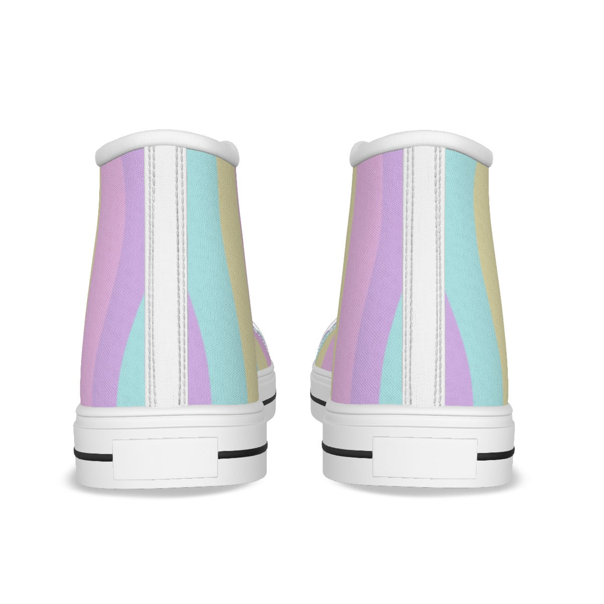 Pastel Stripes Women's High Top Cutie Canvas Shoes (Color Block)