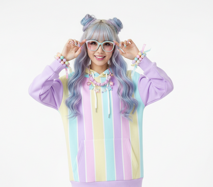 Fairy kei Yumekawaii Kawaii fashion pastel rainbow stripes harajuku jfashion hoodie