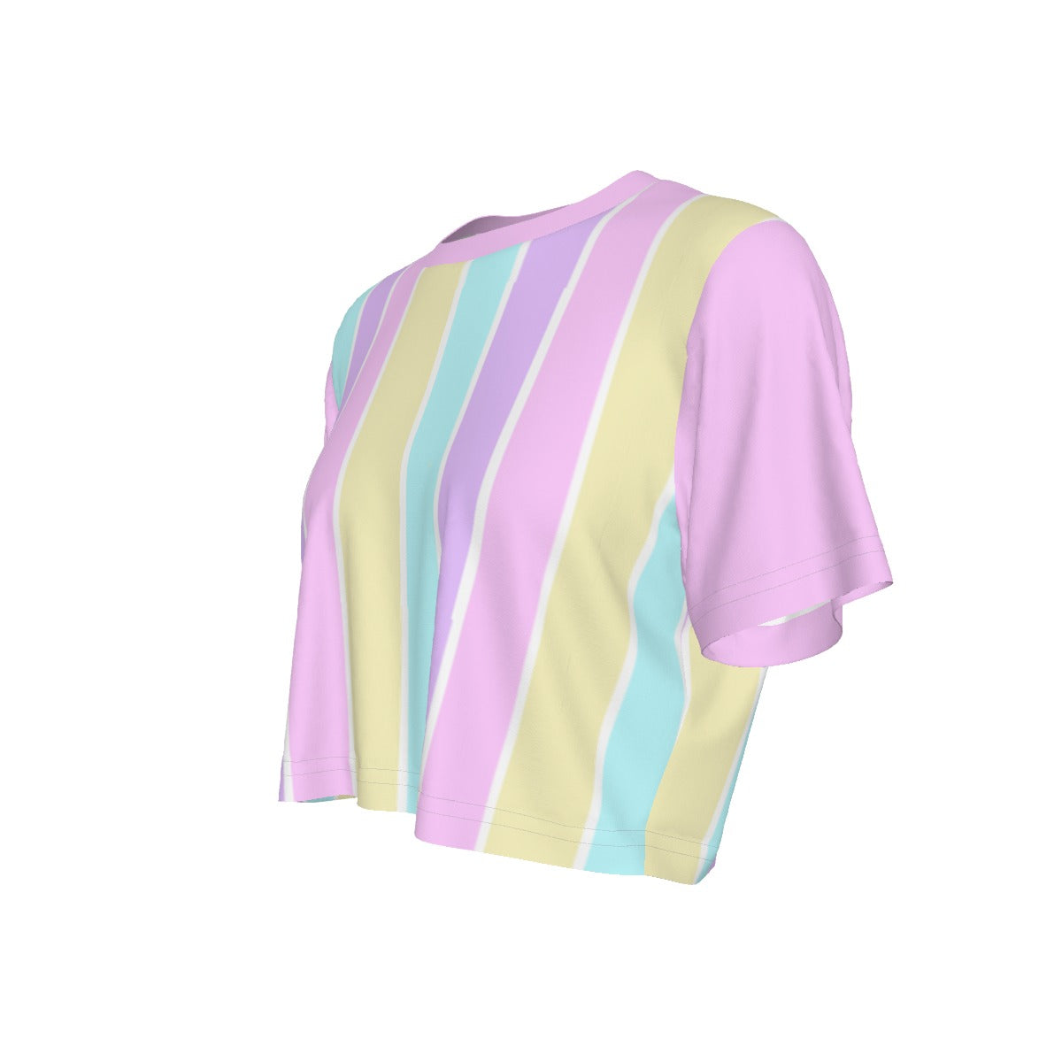 Pastel Stripes Pink Crop Top T-Shirt