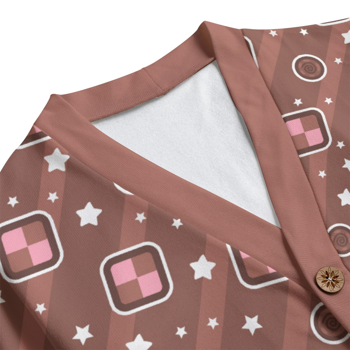 Kawaii Cookies Unisex V-Neck Knitted Fleece Button Up Cardigan With Pockets (A Batch Of Cookies)