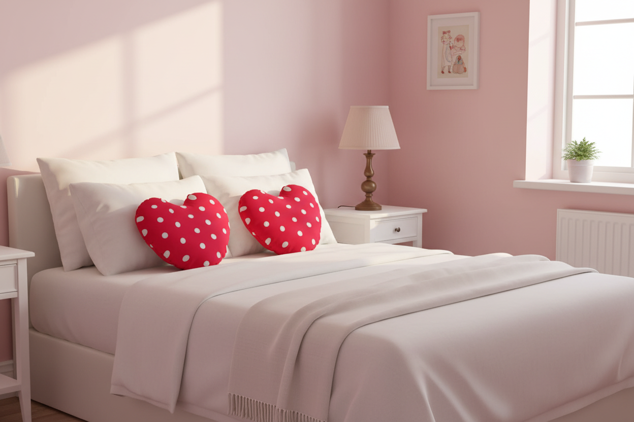 Sweet Love Hearts Heart Shaped Throw Pillow (Double Sided) (Red x Pink)